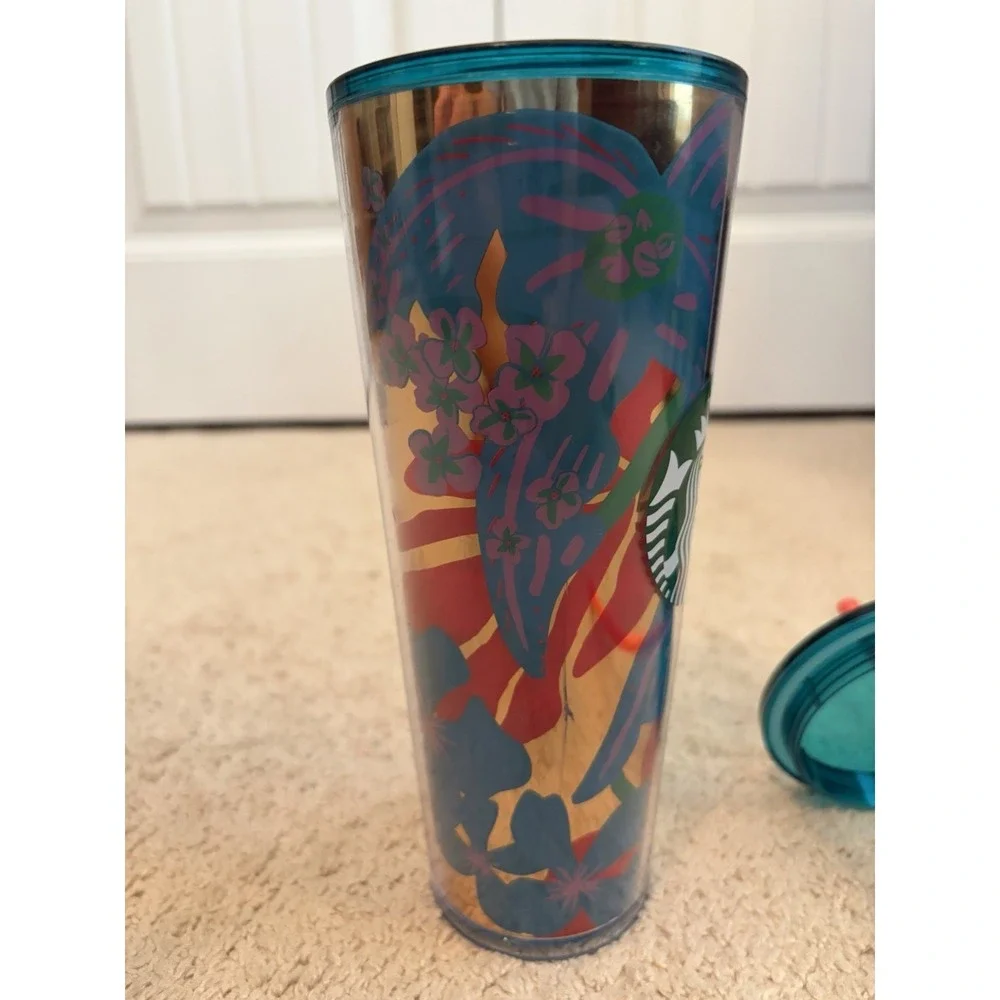 Starbucks 2022 Forest Dream Aqua Terra Floral‎ Cold Cup Tumbler Venti 24oz